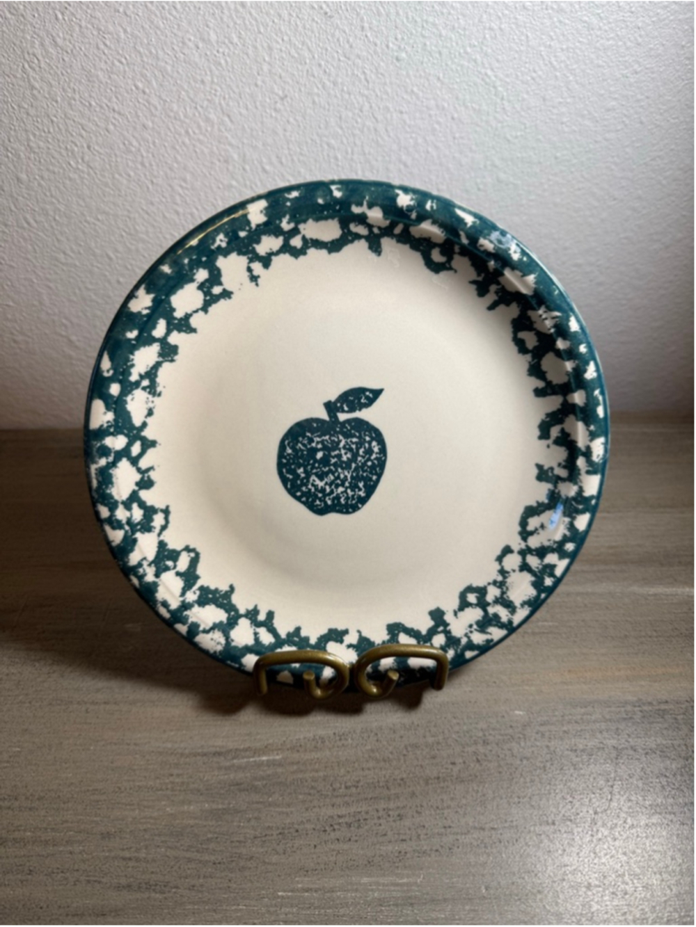 Tienshan Apple Folk Craft Platter Plate Green Apple 7.5 Cottagecore grandmacore